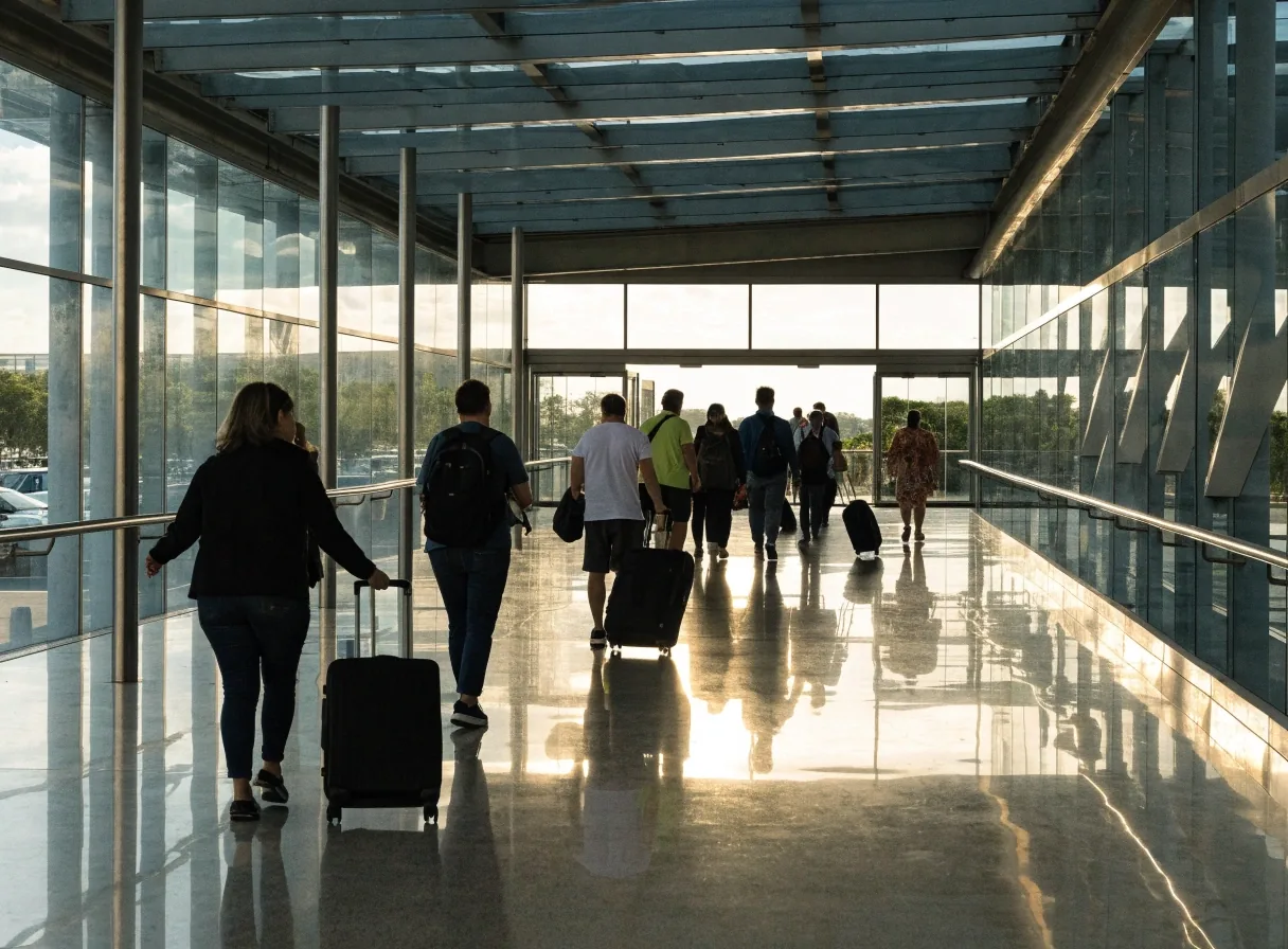 Covered walkway from car park to terminal