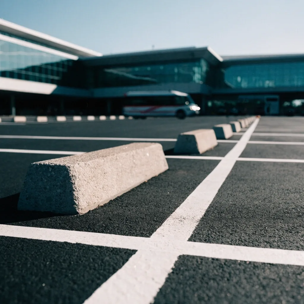 Painted road markings on airport asphalt