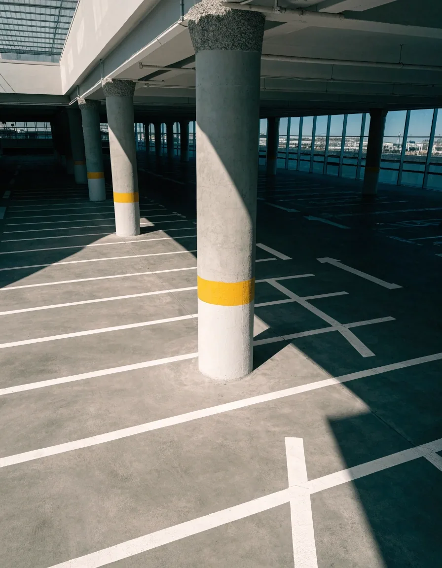 Empty airport car park deck in daylight