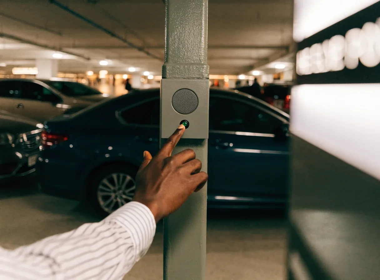 Help point pillar inside the car park